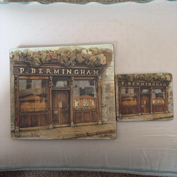 Set of Four Traditional Irish Pub Mats with Matching Coasters - Picture 4 of 8